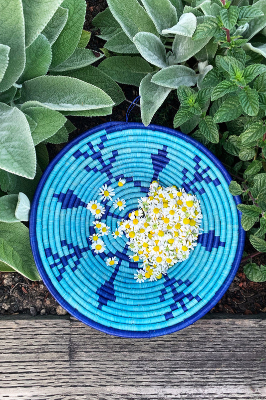 Blue Meadow Raffia Basket from Uganda