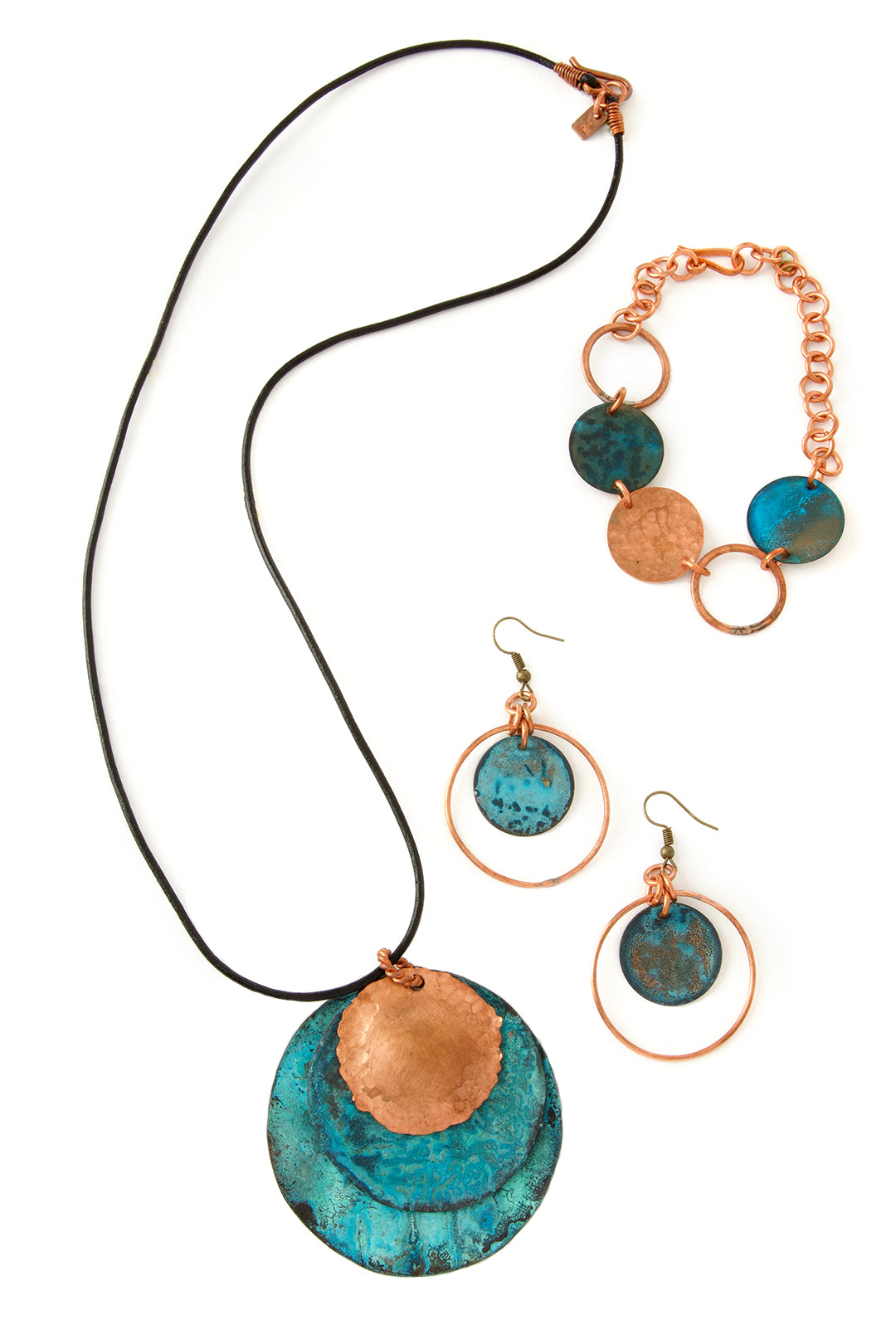 F.R.E.E. Woman Copper Viridian Disc Bracelet
