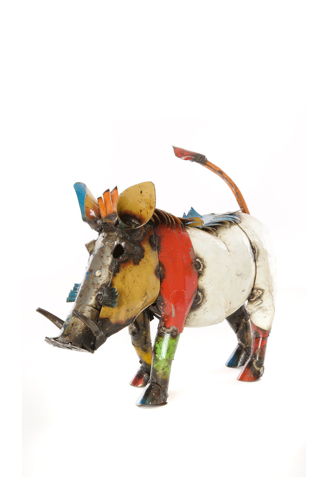 Colorful Recycled Oil Drum Warthog Sculptures
