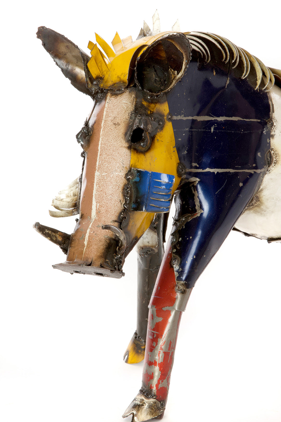Colorful Recycled Oil Drum Warthog Sculptures