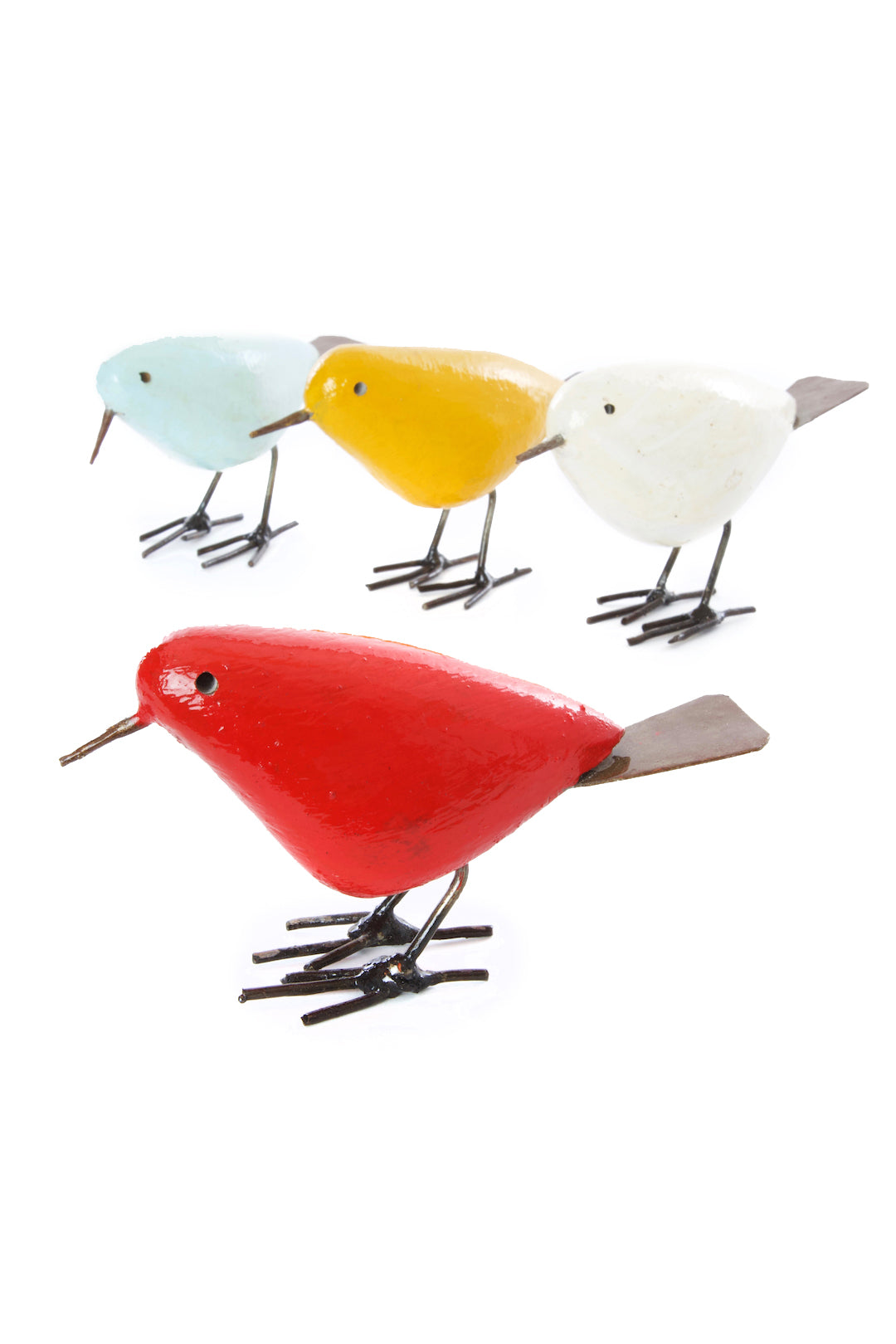 Colorful Painted Stone & Metal Bird