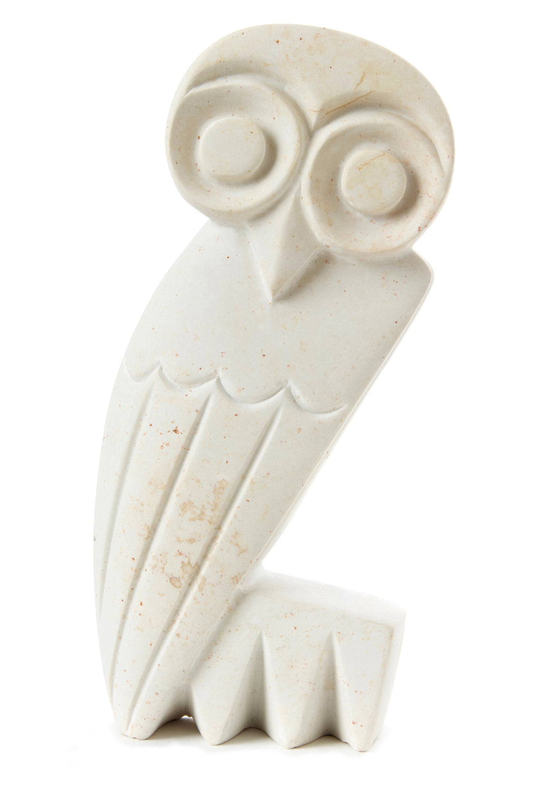 Hand Carved White Serpentine Owl Sculptures