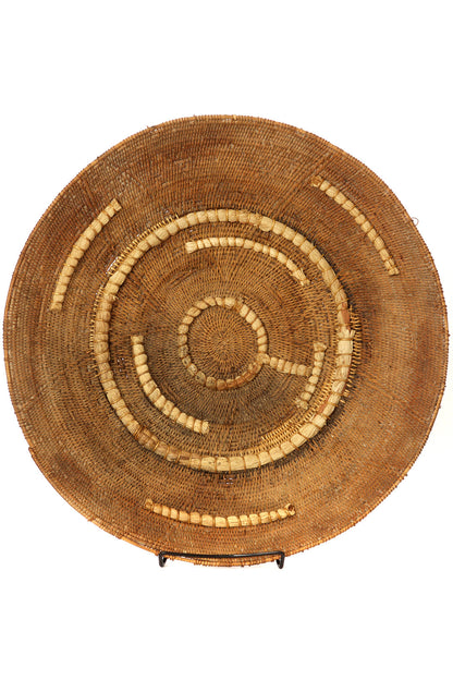 Large Antique Zambian Makenge Wedding Basket with Corn Husk Repairs