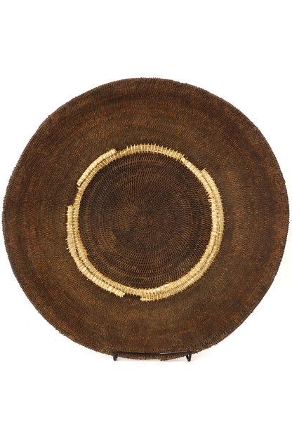 Large Antique Zambian Makenge Wedding Basket with Corn Husk Repairs