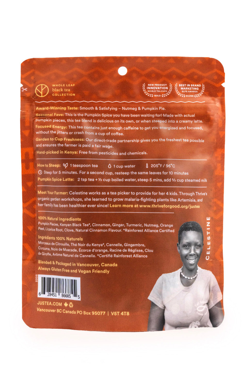 JusTea Pumpkin Spice Loose Leaf Tea