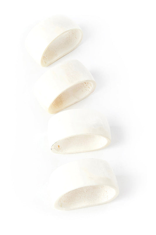 SET OF 4 White Bone Napkin Rings