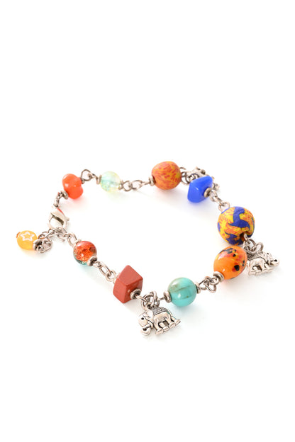 Colorful Beaded Elephant Charm Bracelet