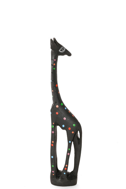 Small Black Jacaranda Giraffe with Rainbow Polka Dots