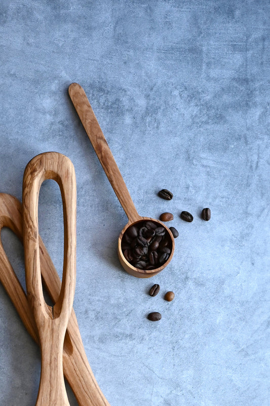 Olive Wood Flat Bottom Coffee Scoop