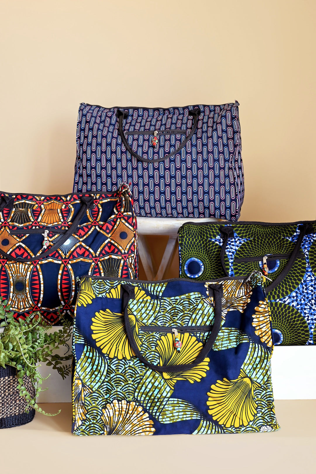 African Wax Cloth Overnighter Duffle Bag - Assorted