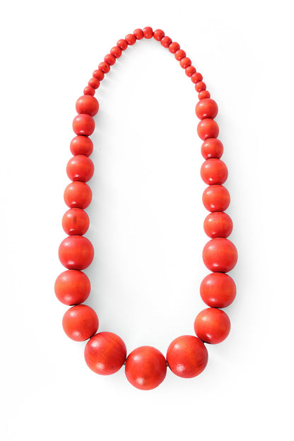 Wooden Bauble Necklace - Red