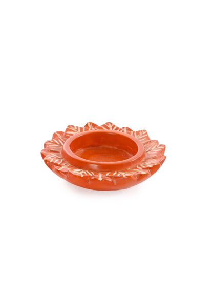 Floral Soapstone Tea Light and Incense Holder