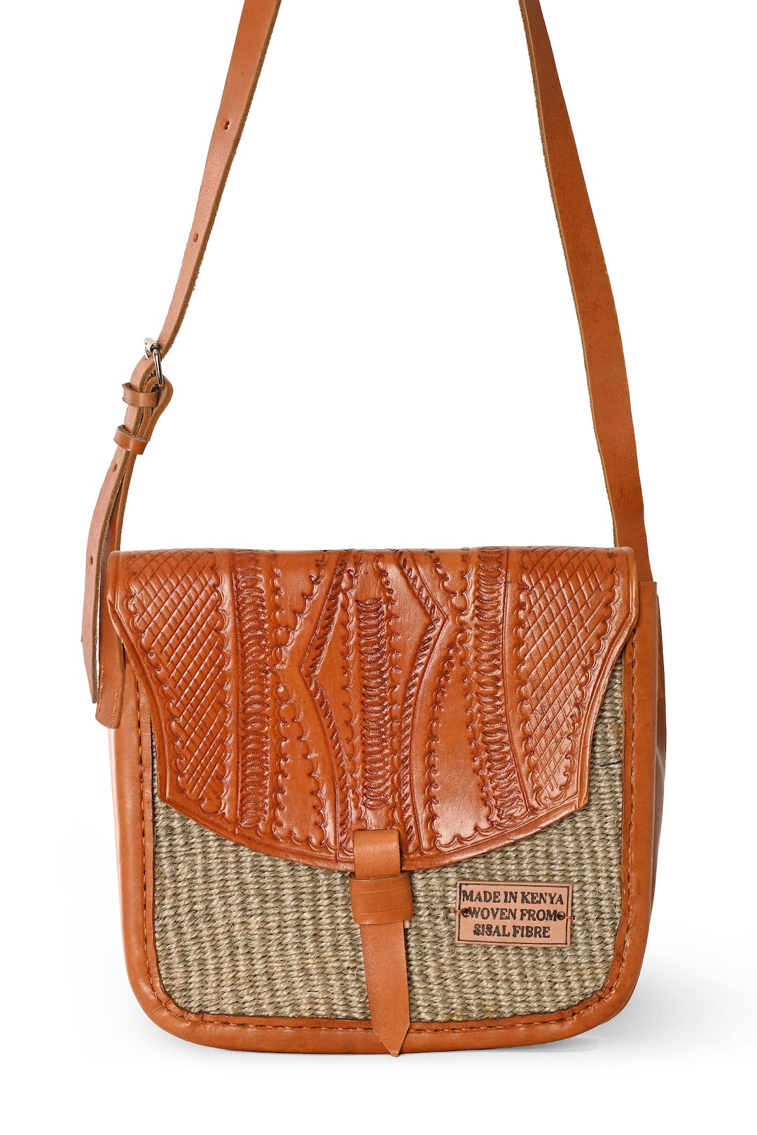 Pick-Your-Color Sisal and Leather Crossbody Bag with Adjustable Strap