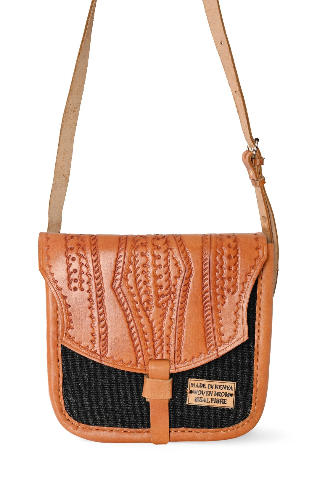 Pick-Your-Color Sisal and Leather Crossbody Bag with Adjustable Strap