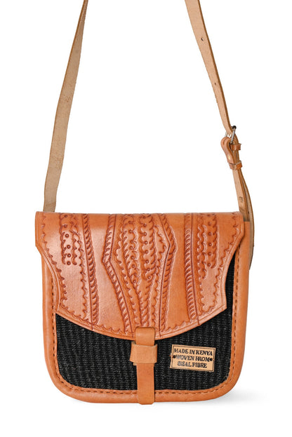 Pick-Your-Color Sisal and Leather Crossbody Bag with Adjustable Strap