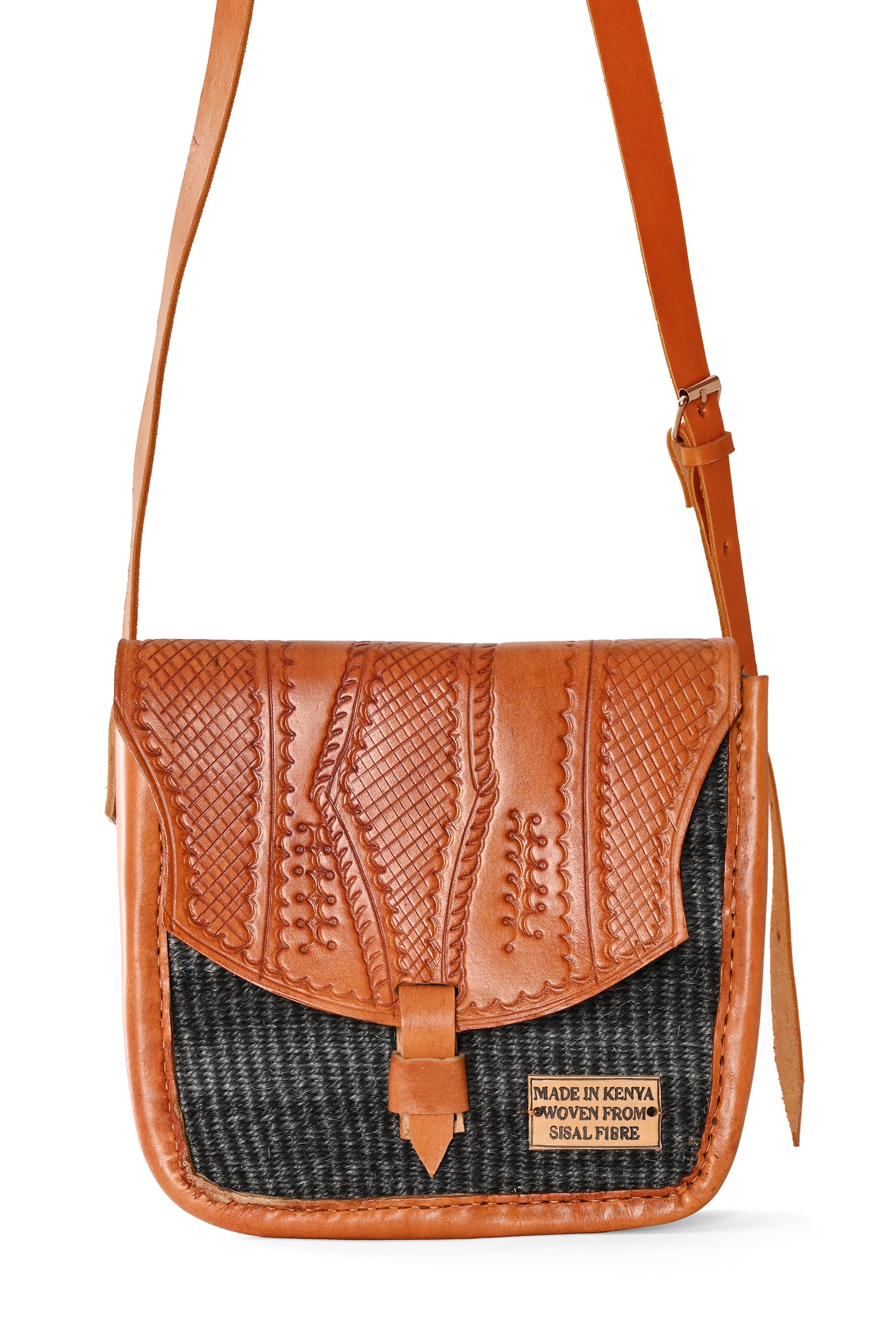 Pick-Your-Color Sisal and Leather Crossbody Bag with Adjustable Strap