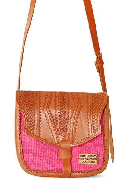 Pick-Your-Color Sisal and Leather Crossbody Bag with Adjustable Strap