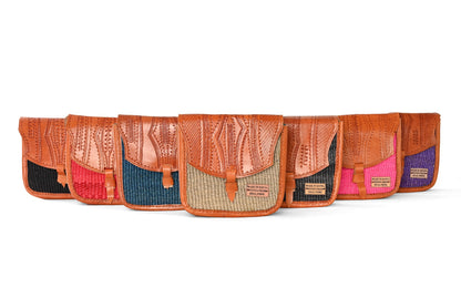 Pick-Your-Color Sisal and Leather Crossbody Bag with Adjustable Strap