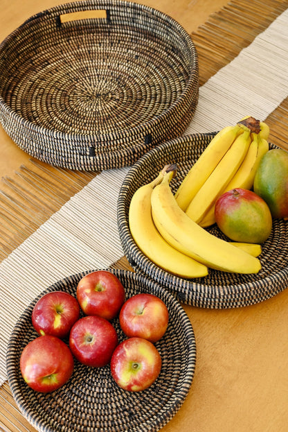 Set of Three Black Nesting Trays