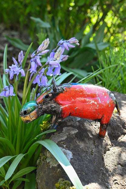 Colorful Recycled Oil Drum Hippo Sculpture