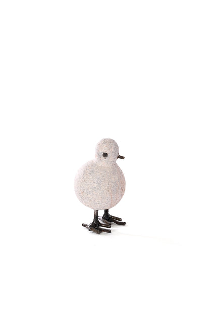 Stone and Recycled Metal Chickadee Bird Sculptures