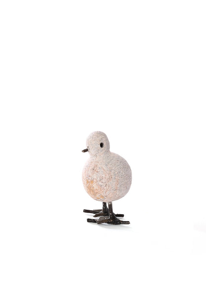 Stone and Recycled Metal Chickadee Bird Sculptures