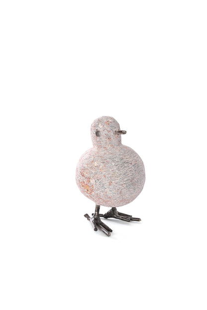 Stone and Recycled Metal Chickadee Bird Sculptures