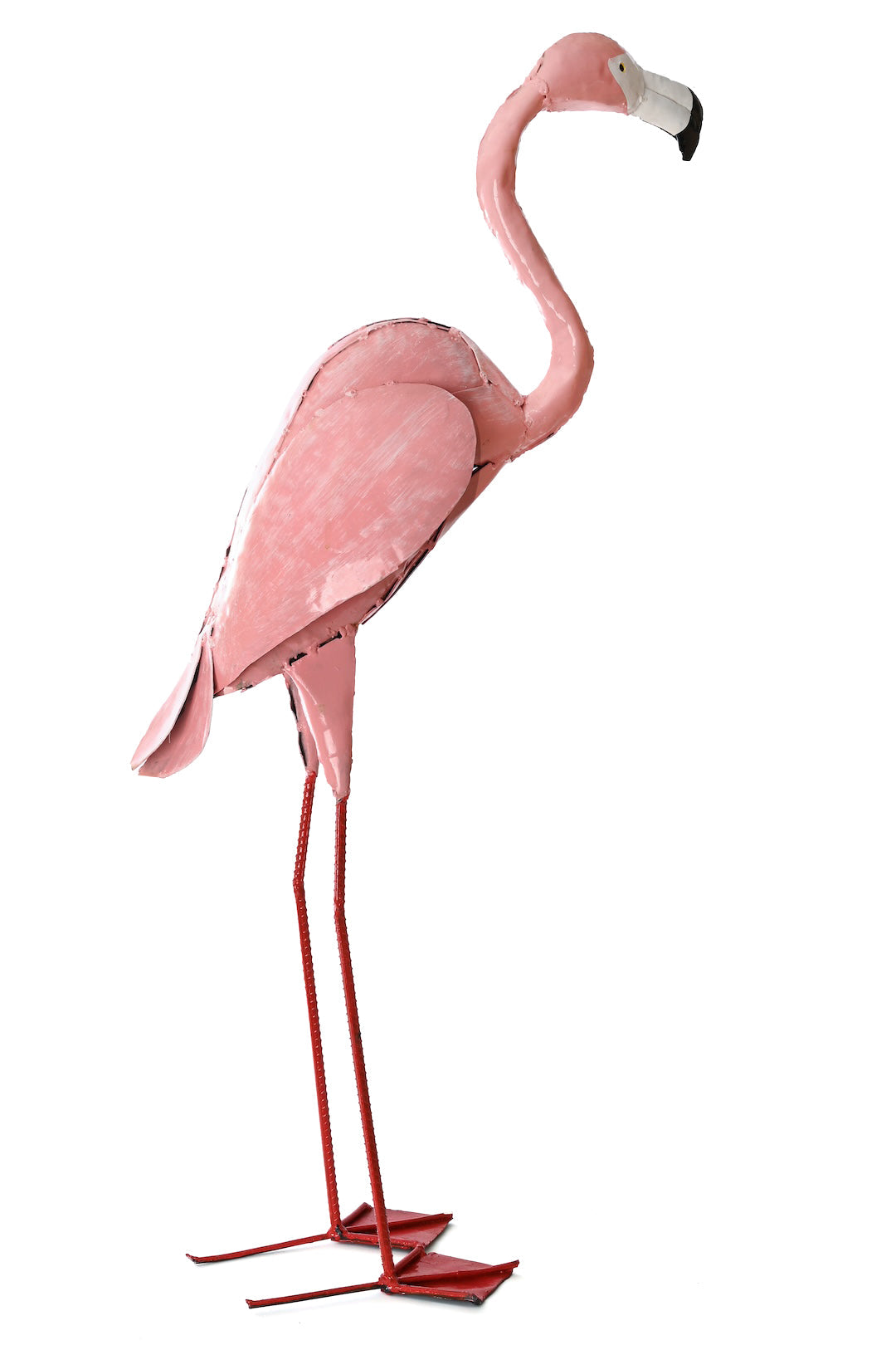 Small Pink Recycled Metal Flamingo Sculpture