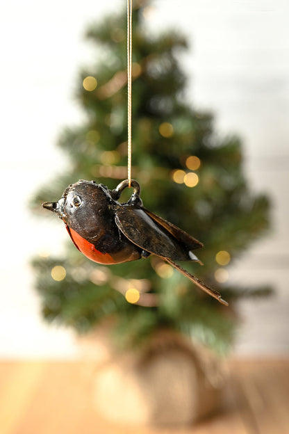 Recycled Metal Robin Hanging Sculpture