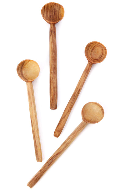 Set of 4 Wild Olive Wood Sugar Spoons