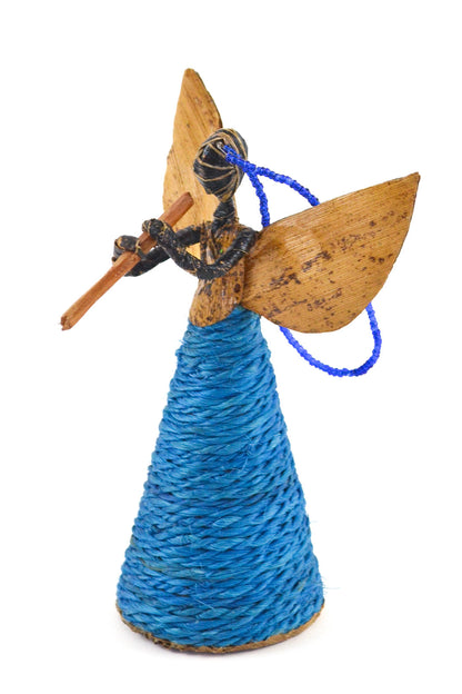 Small Banana Fiber Angel Holding Horn