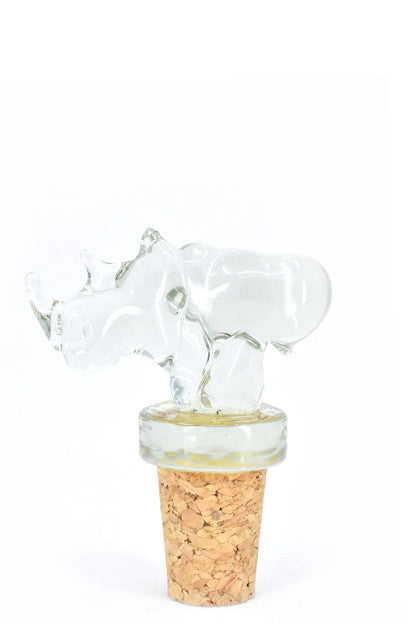Ngwenya Handblown Recycled Glass Rhino Bottle Stopper