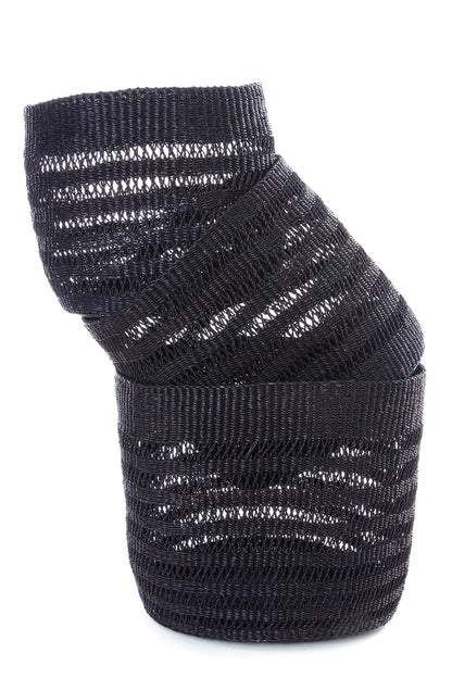 Raven Lace Weave Basket Bin from Ghana - Medium