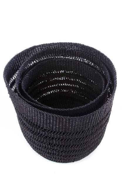 Raven Lace Weave Basket Bin from Ghana - Large