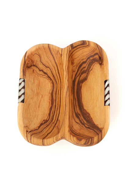 Wild Olive Wood & Cow Bone Side by Side Condiment Dish