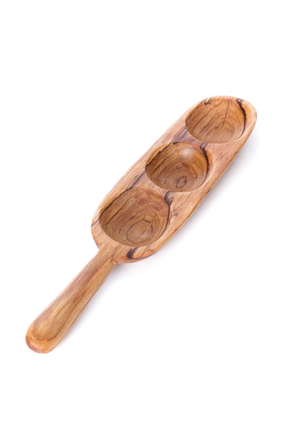 Wild Olive Wood Triple Well Serving Trays