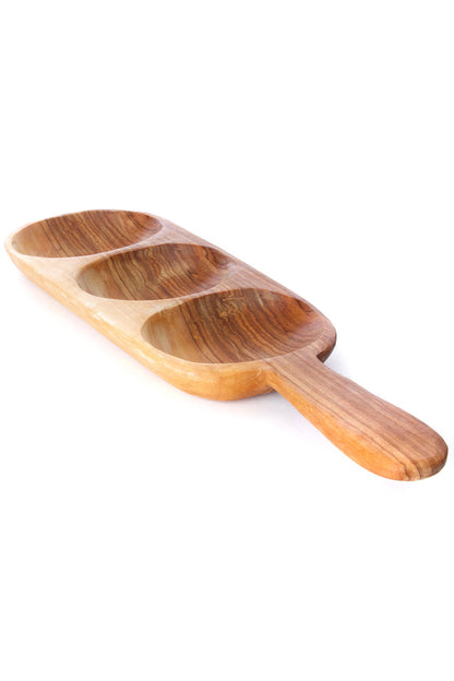 Wild Olive Wood Triple Well Serving Trays
