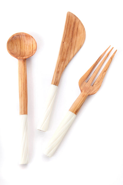 Antelope Antler Wild Olive Wood Serving Utensils