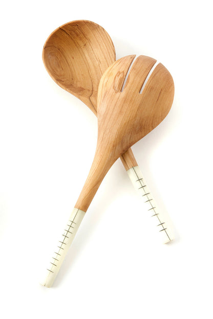 Short & Sweet Wild Olive Wood Salad Servers