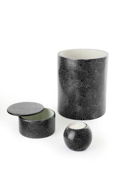 Black Deco Dot Soapstone Canister