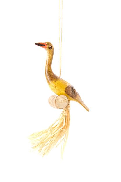 Hand Painted Perched Wooden Bird Ornament - Assorted