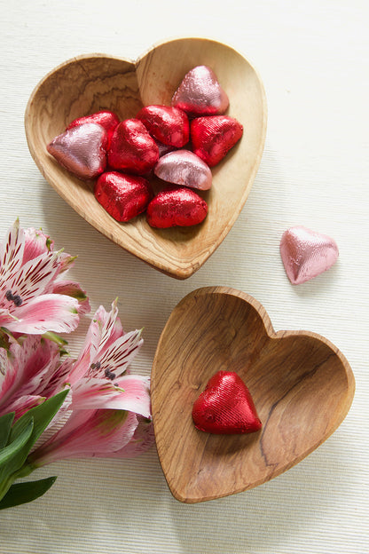 Wild Olive Wood Heart Shaped Bowls