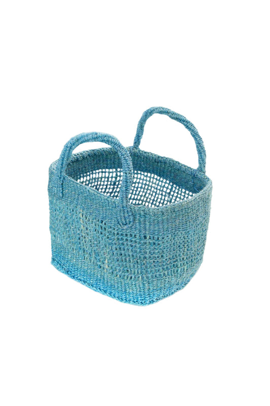 Blue Lace Weave Square Sisal Baskets