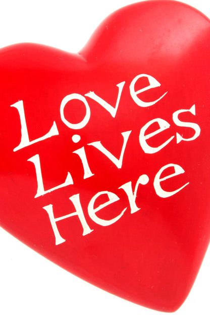 Red Love Lives Here Soapstone Heart Keepsake