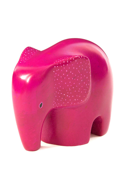 Pink Bashful Elephant Soapstone Sculpture