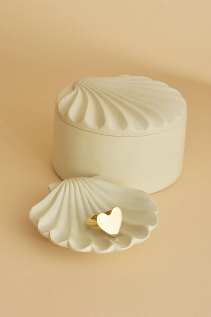 Small All-Natural Soapstone Scallop Shell Dish