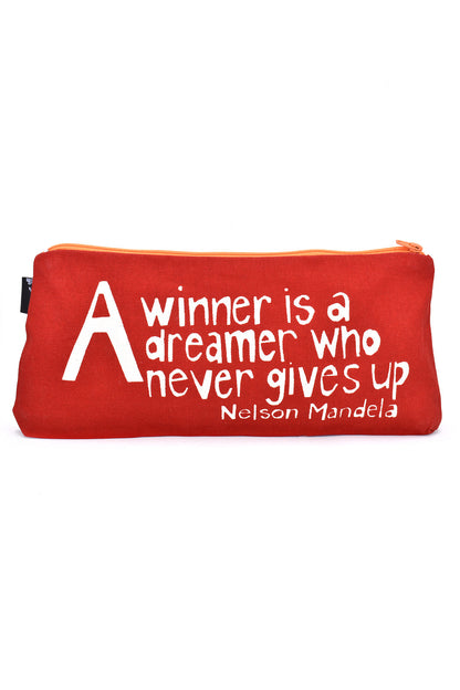 Red A Winner is a Dreamer 12" Mandela Pouch