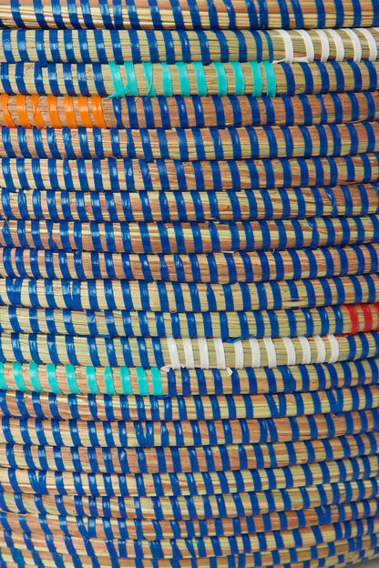 Blue Flat Top Storage Basket with Colorful Spiral