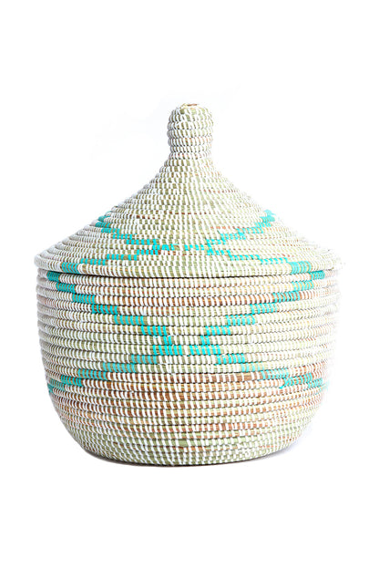 Aqua & White Garland Warming Basket