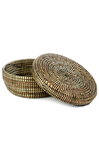 Black Lidded Storage Box Basket